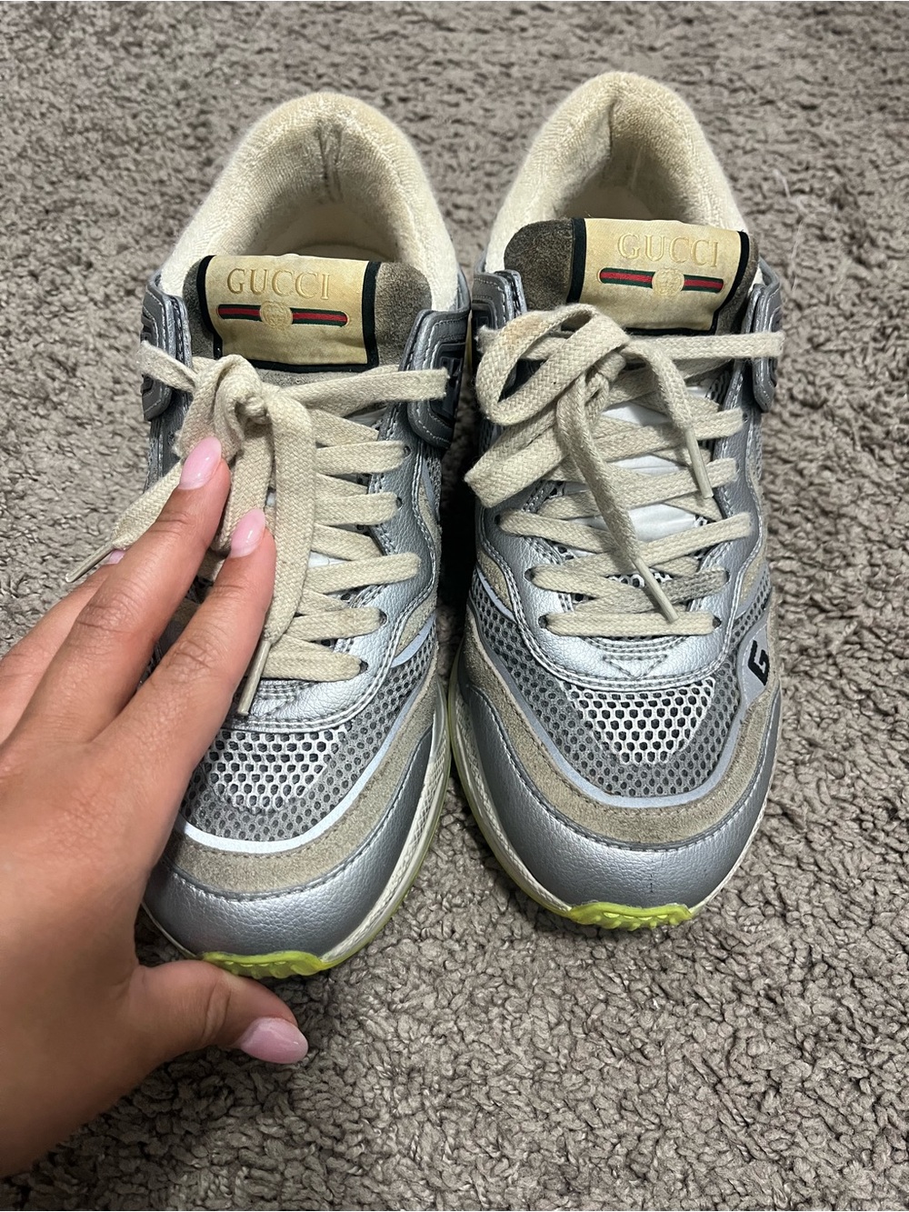 Gucci Ultrapace Silver Metallic Sneakers - Picture 15 of 16